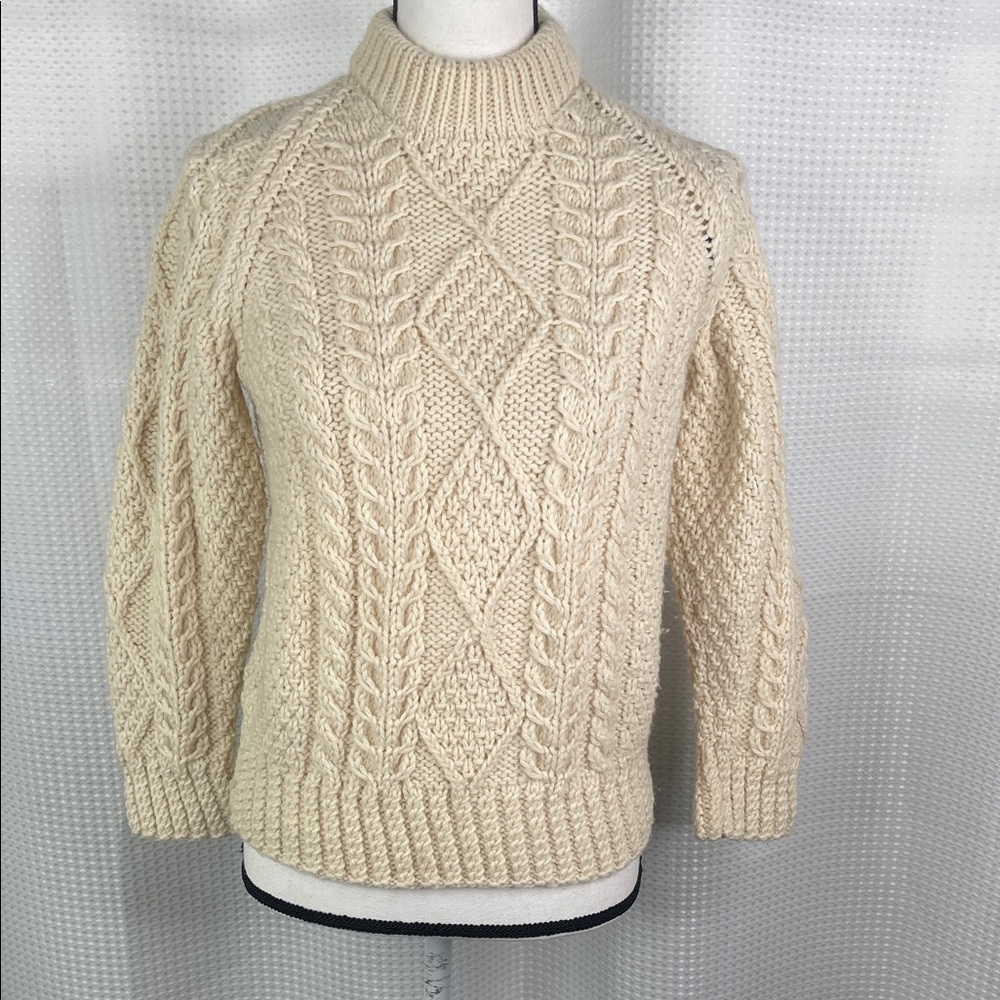 English Sports Shop Irish Knit Wool Sweater Made in Ireland Cableknit Sz XS